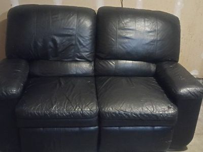 Black Leather Reclining Loveseat