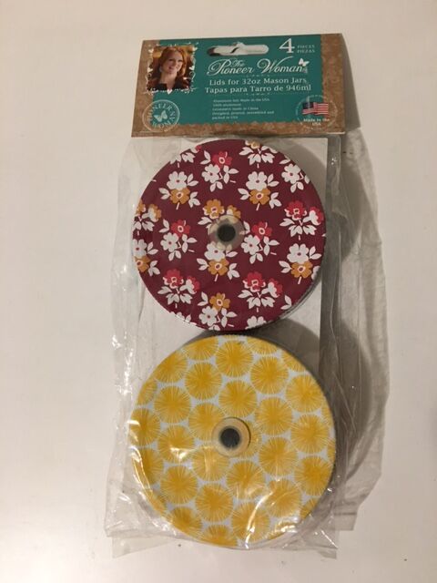 Pioneer Woman 32oz Mason Jar Lids with Hole For Straws