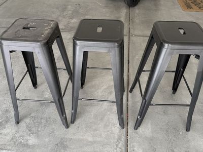 3 Metal Black Barstools