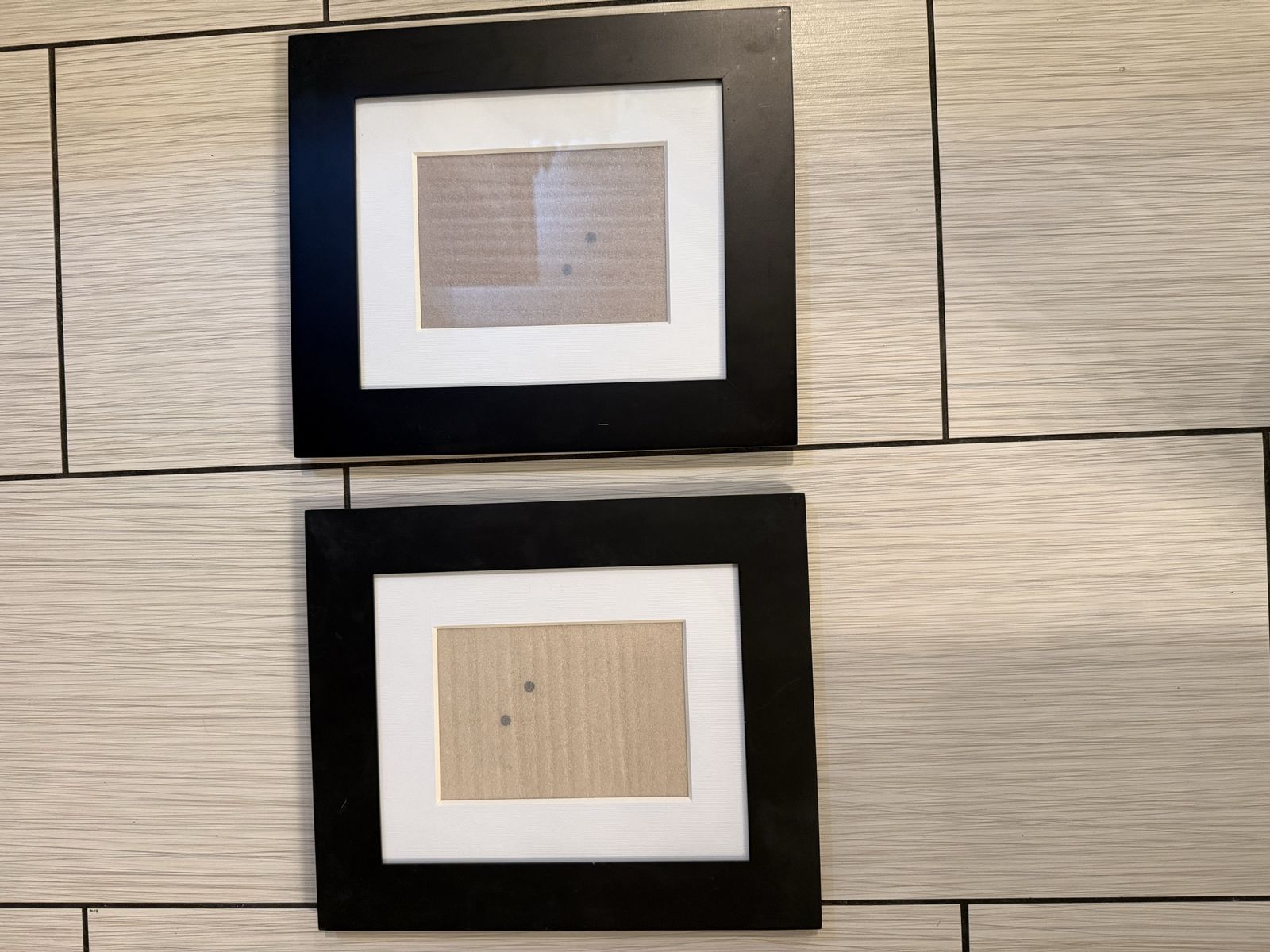 Set of 2 Black Picture Frames with White Matting and Easel Backs 