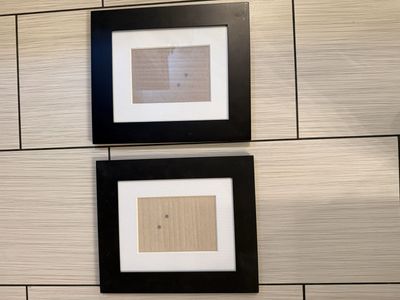 Set of 2 Black Picture Frames with White Matting and Easel Backs