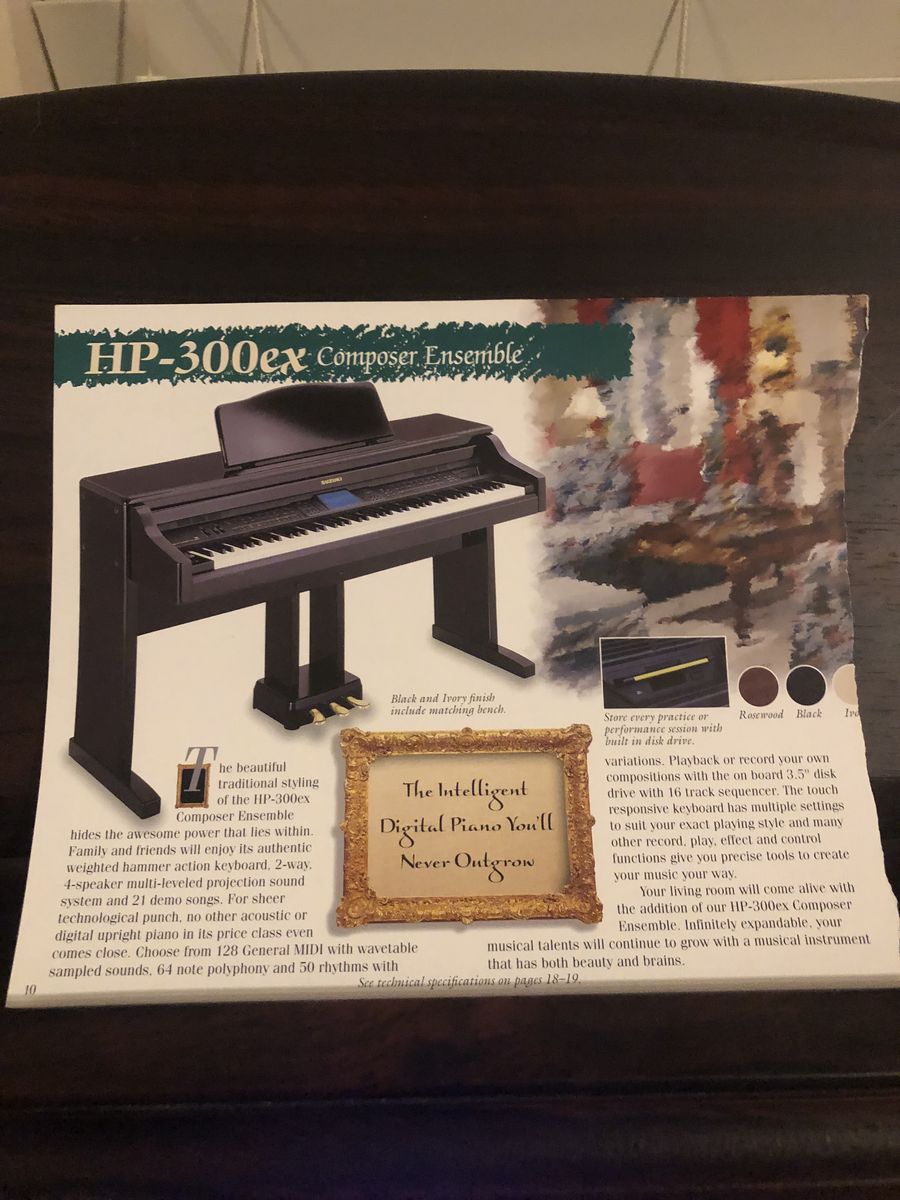 HP-300ex Composer Ensemble Digital Piano - 88 Weighted Keys, Full-Size Keyboard, Black Finish