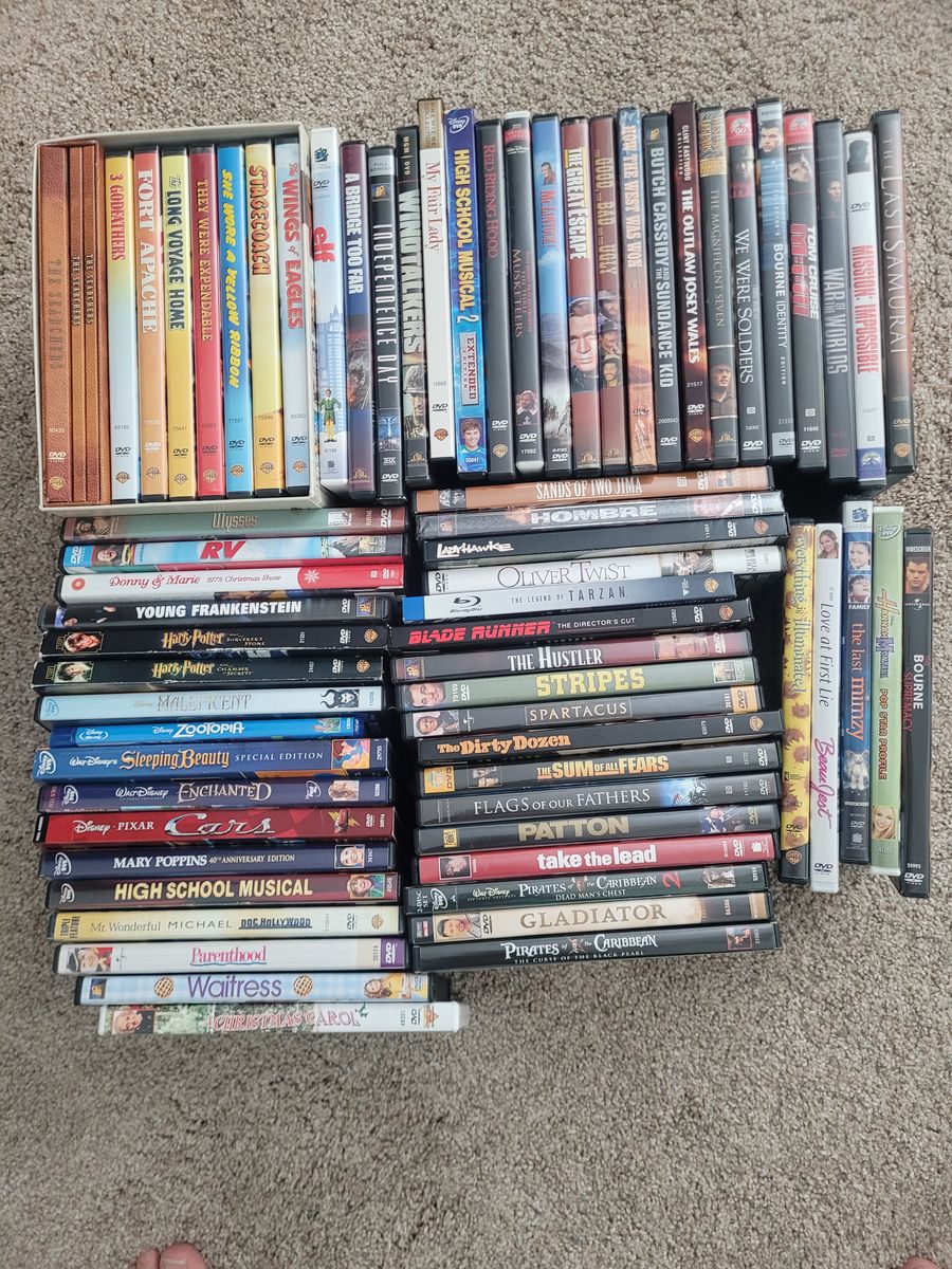 DVD Movies - 69 DVDs - Disney, Action, Westerns, Family Titles
