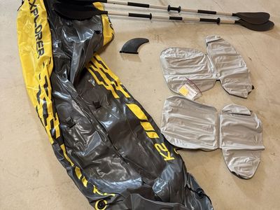 Intex Explorer K2 Inflatable Kayak Set with Paddles & Skeg - 2-Person Yellow/Gray