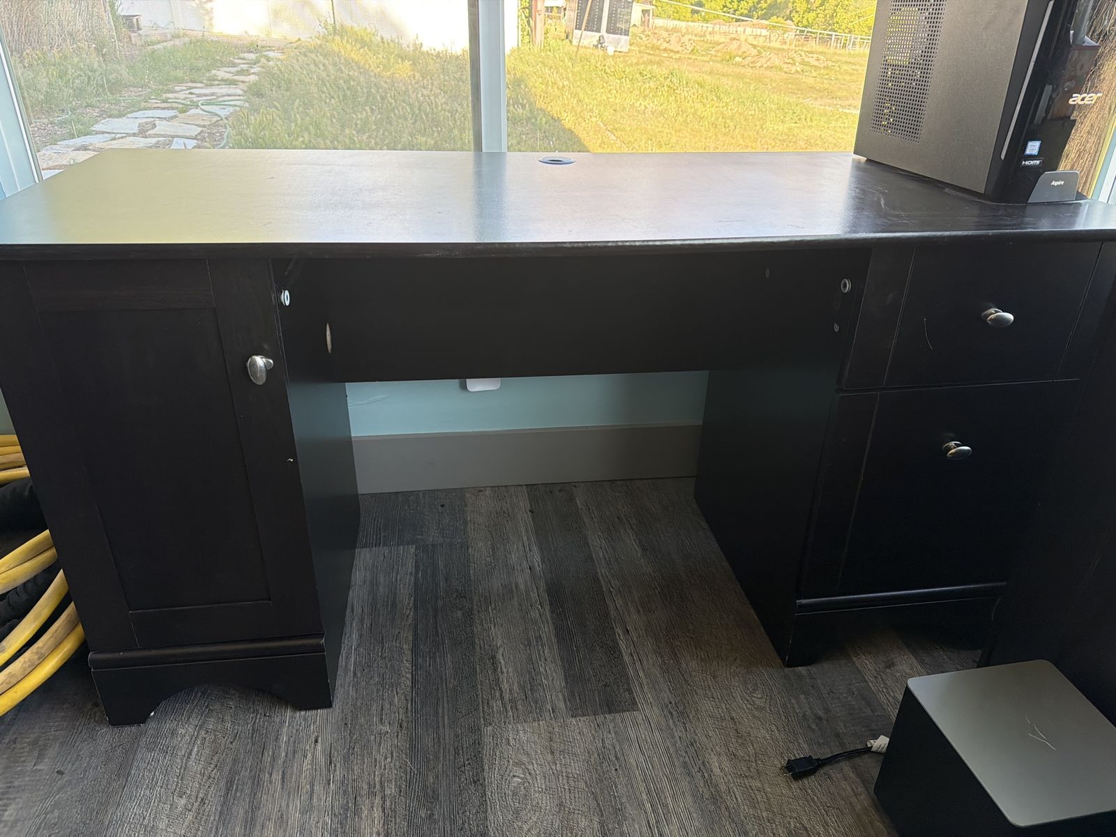 Dark Wood Desk – Storage + Drawers