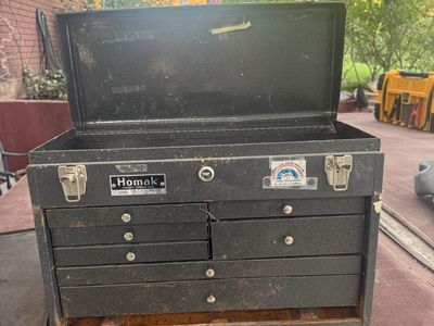 Homak Tool Chest Vintage Metal 6-Drawer Top Box Mechanic Storage Industrial Black