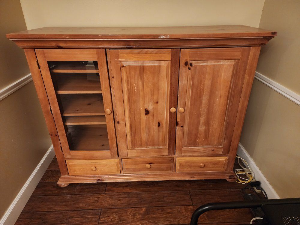 Sturdy wooden entertainment center