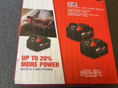 2x Milwaukee M18 XC5.0 batteries - new in box