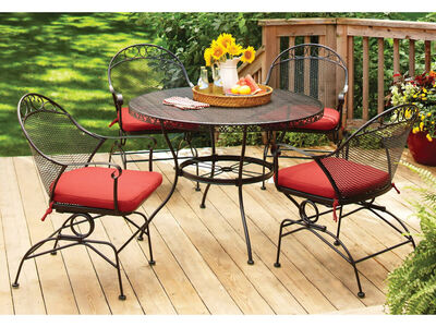 Better Homes and Gardens BHS436225828011 Wrought Iron Patio 4 Chair Set with Red Cushions (No table)