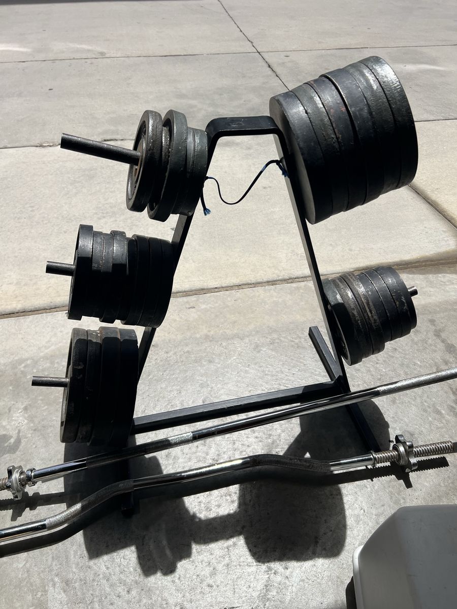 Weight Rack with Barbell and Plates - Full Home Gym Set