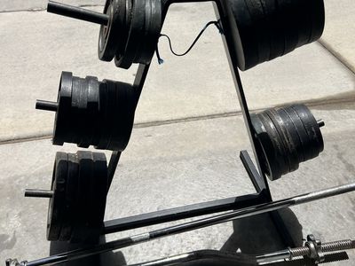 Weight Rack with Barbell and Plates - Full Home Gym Set