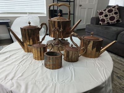 Vintage Brass Teapot/Kettle - Hammered Finish, Unique Octagonal Design, Decorative Accent Coffee Pot~Tea Sugar Creamer Warmer