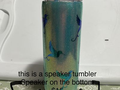 Custom Speaker Tumbler with Built-In Bottom Speaker and Straw