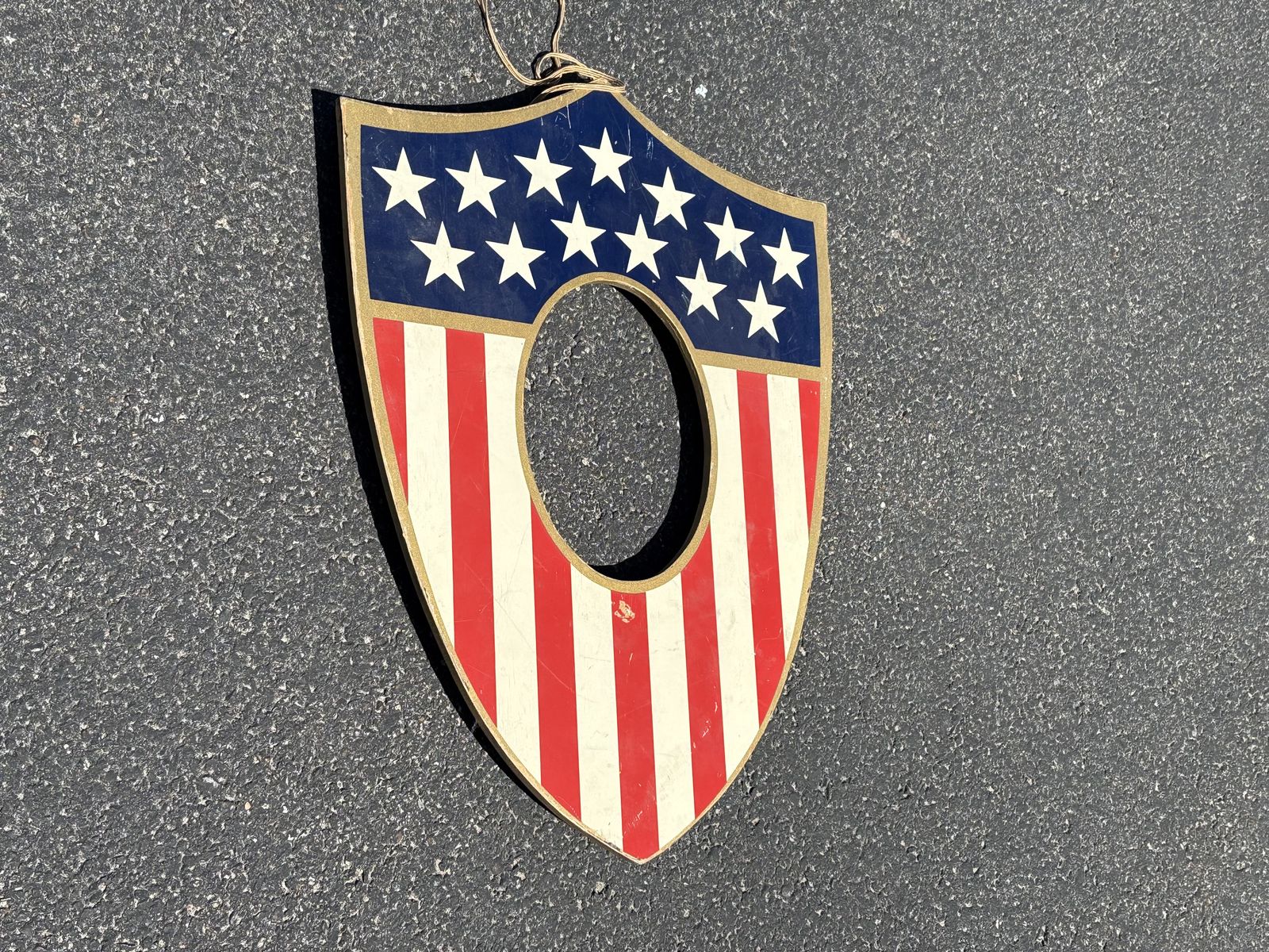 Antique American Flag wooden picture frame