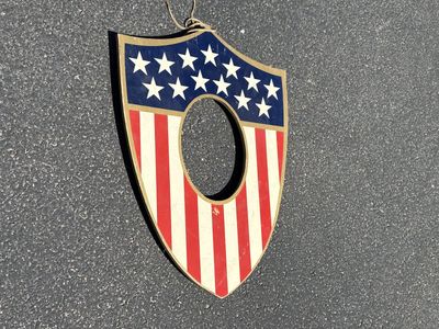 Antique American Flag wooden picture frame