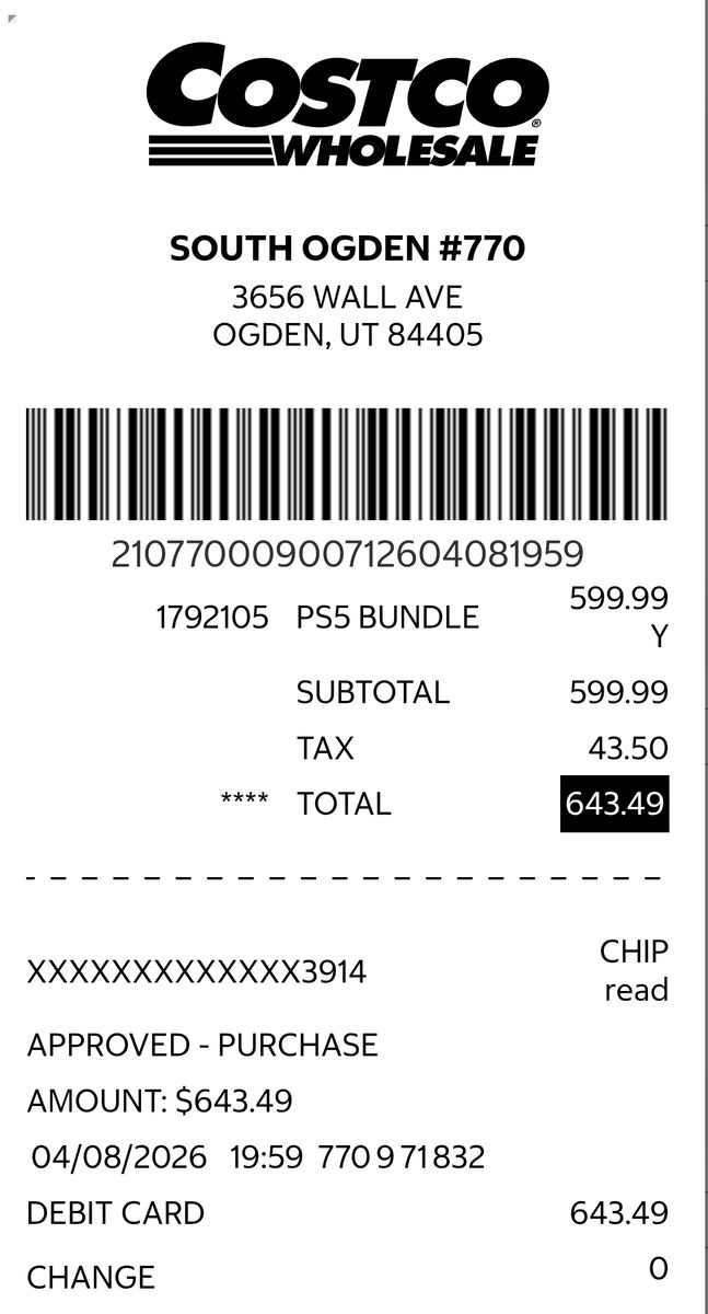 PS5 Brand NEW in box with receipt! Sony Playstation 5 Slim Disc Console and DualSense Controller Bundle Purchased 4/8/26