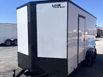 7x16 Look ST DLX Enclosed Cargo Trailer - 7'0" Interior - 7K GVWR - .080 PolyCor, Black Out Package, Rear Spoiler w/ Load Lights
