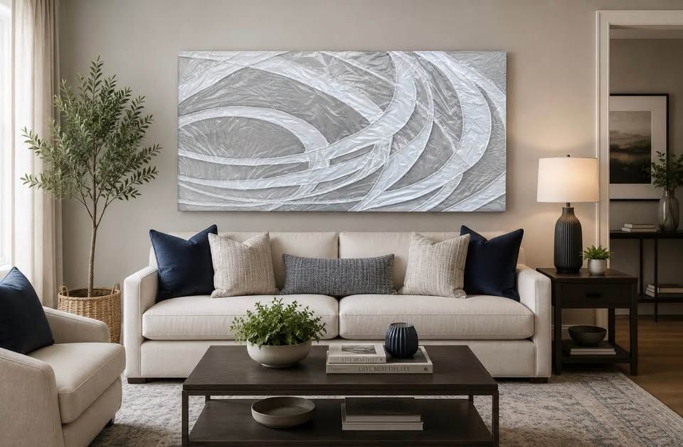 NEW Modern Textured Abstract Statement Piece – 24" x 48"
