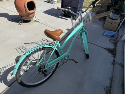 Weize Cruiser Bike Mint Green with Front Basket and Rear Rack
