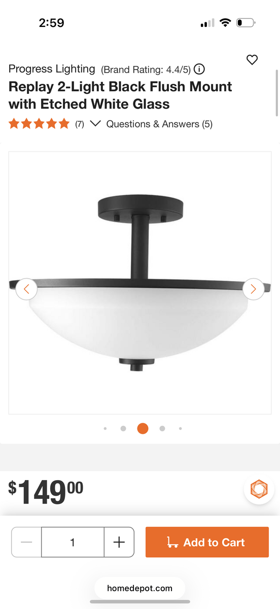 *NEW* Progress Lighting Black Flush Mount Light