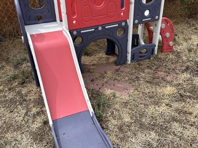Toddler Plastic Playset with Slide and Climbing Stairs - Red/Blue/White