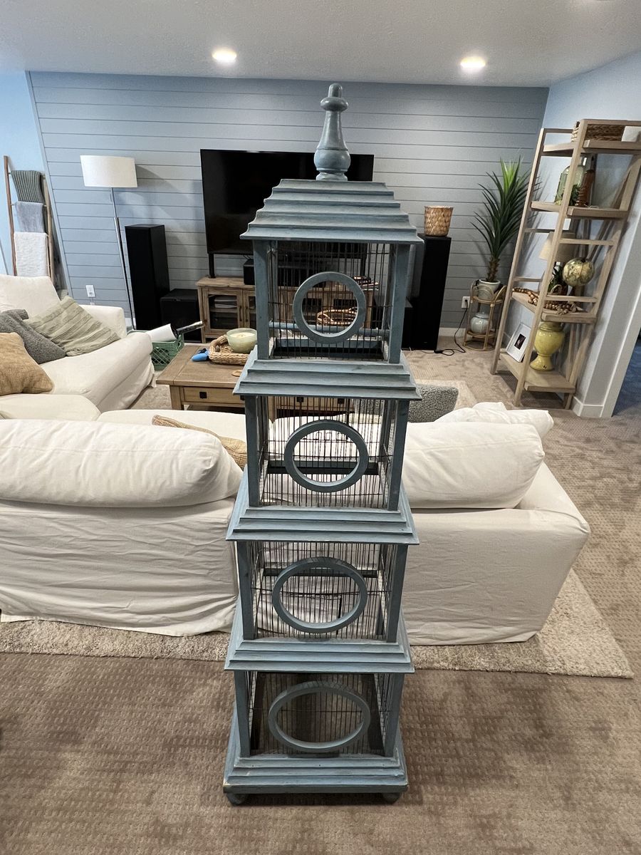 Vintage Multi-Tier Wooden Pagoda Bird Cage Decorative Floor Display