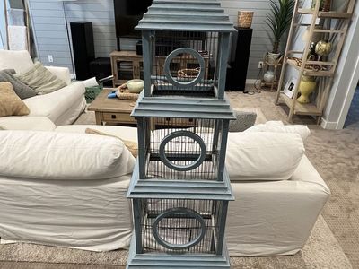 Vintage Multi-Tier Wooden Pagoda Bird Cage Decorative Floor Display