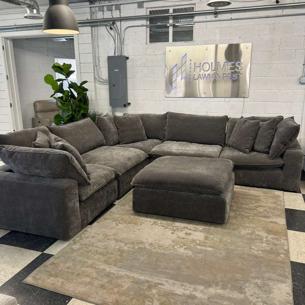 LIKE NEW!! COSTCO SEREEN 6-PIECE FABRIC MODULAR SECTIONAL, CLOUD COUCH, DARK GRAY!!