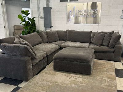 LIKE NEW!! COSTCO SEREEN 6-PIECE FABRIC MODULAR SECTIONAL, CLOUD COUCH, DARK GRAY!!