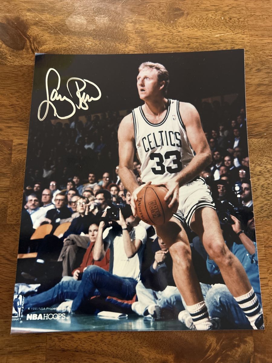 Larry Bird Autograph 8x10 Photo NBA Boston Celtics Hand Signed Silver Basketball Auto