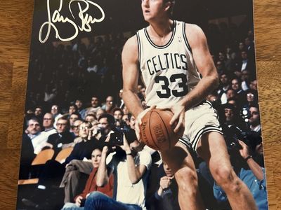 Larry Bird Autograph 8x10 Photo NBA Boston Celtics Hand Signed Silver Basketball Auto