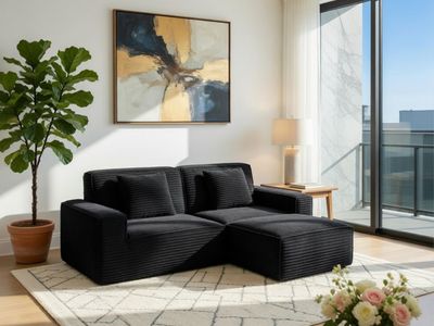 NEW 106"Black Cloud Sectional Sofa W/chaise Lounge