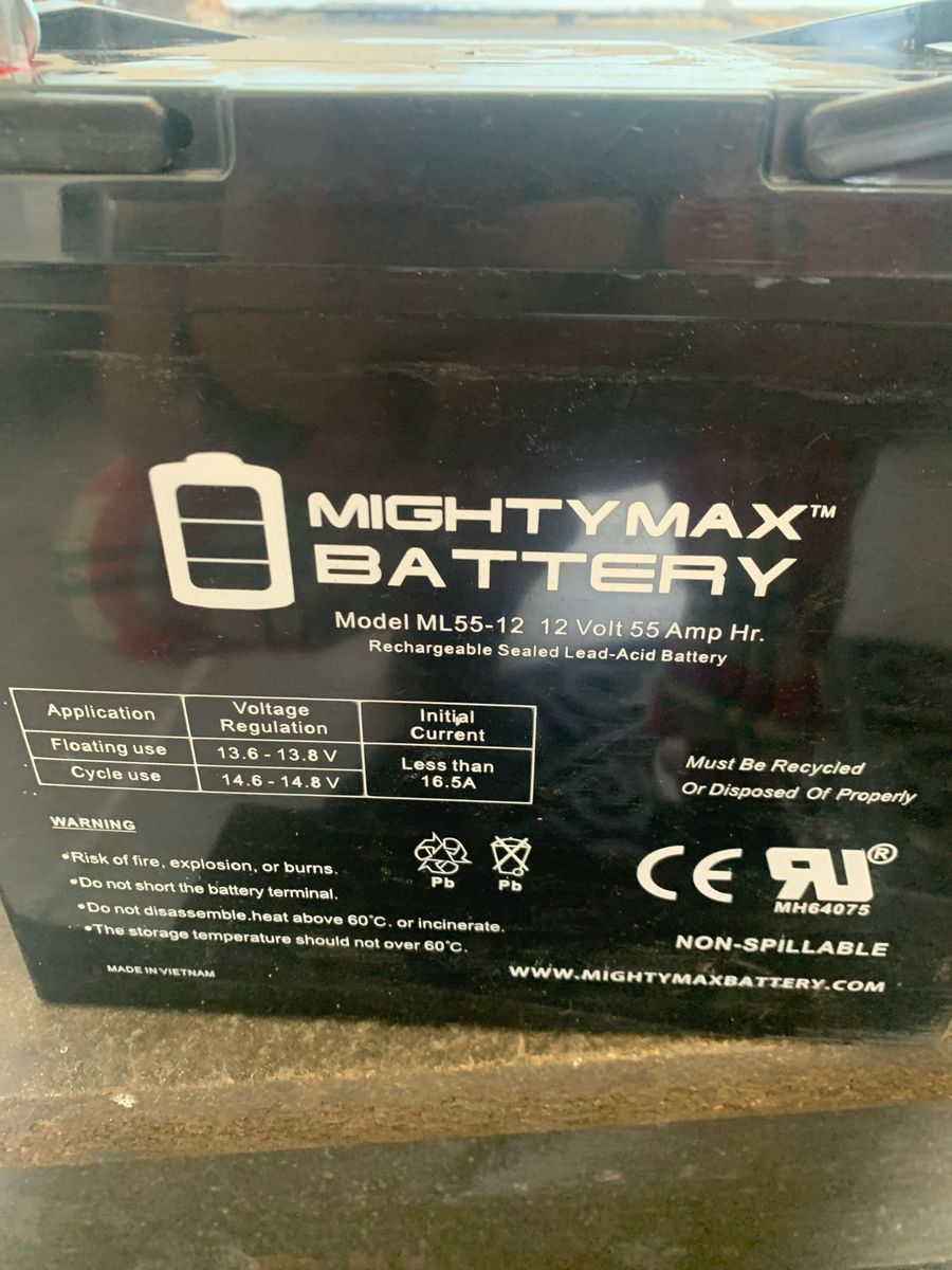 Deep cycle non-spill 55Amp new battery.