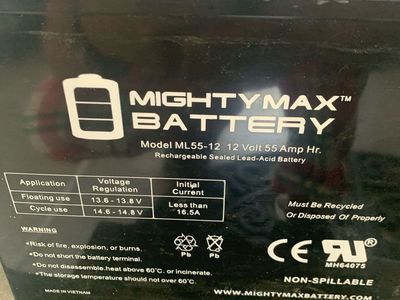Deep cycle non-spill 55Amp new battery.