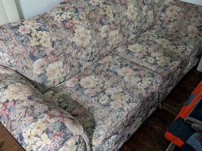 Floral Pattern Fabric Couch/Loveseat - UsedGood Condition
