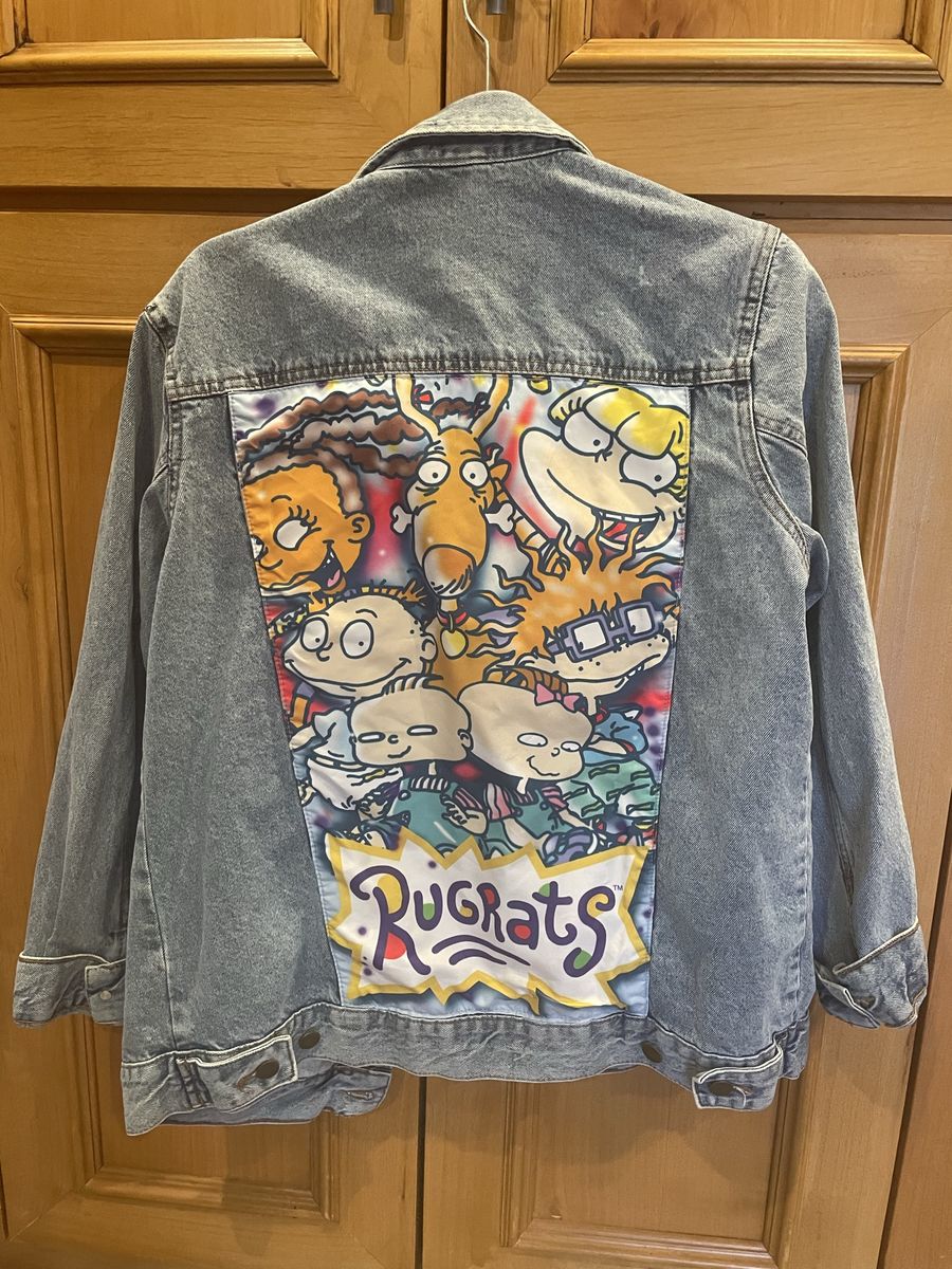 Nickelodeon Rugrats Graphic Back Light Wash Denim Jacket Womens Size Small