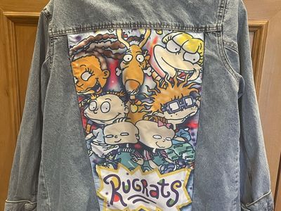 Nickelodeon Rugrats Graphic Back Light Wash Denim Jacket Womens Size Small