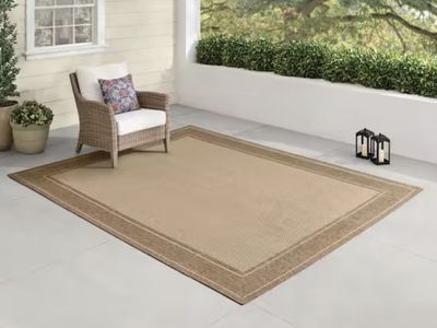 Outdoor Patio Rug, Beige/Brown, 6’x9’ - New!