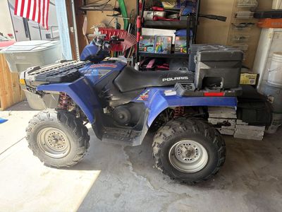 Polaris sportsman 600cc twin quad Runner four wheeler with snowplow blade
