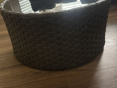 Round Wicker Glass Top Coffee Table