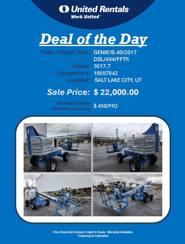 Boom Genie S40 DSL 4x4 2017 3617 hrs in Salt Lake free delivery in valley 22K