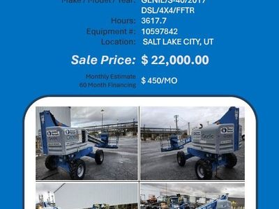 Boom Genie S40 DSL 4x4 2017 3617 hrs in Salt Lake free delivery in valley 22K