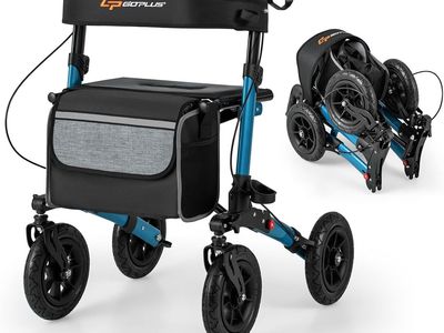 NEW Walkers for Seniors with Seat, 2 in 1 Folding Rolling Rollator Walker with 9" Pneumatic Tires