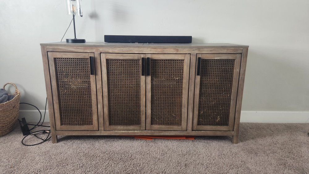 Cane Door Wood TV Stand / Media Console Cabinet