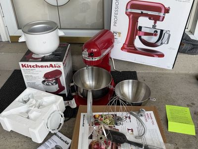 KitchenAid Professional 5 Plus 5-Quart Stand Mixer Empire Red w/ Ice Cream Maker Attachment
