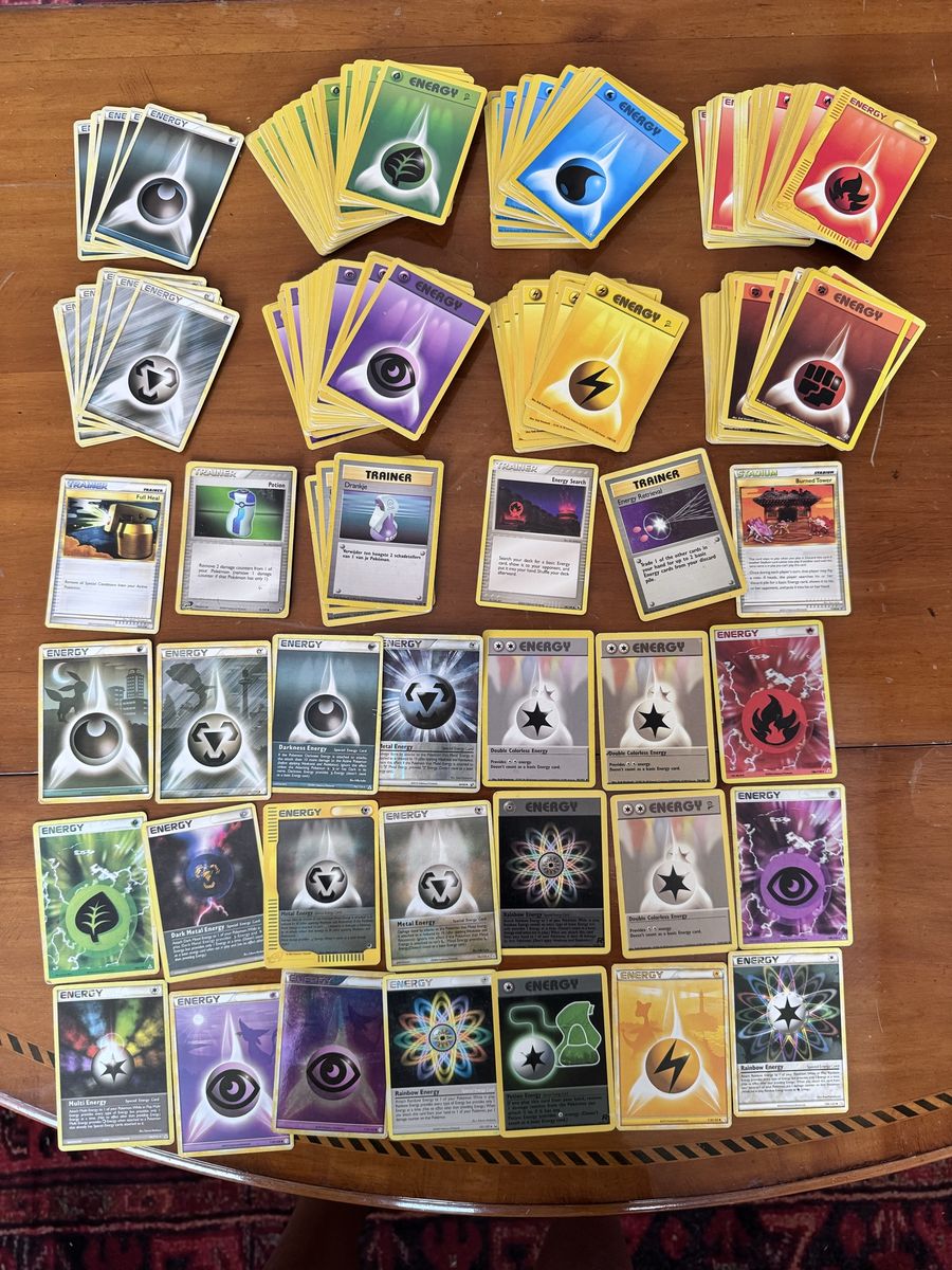 Large Lot of Pokemon Energy and Trainer Cards Mixed Sets