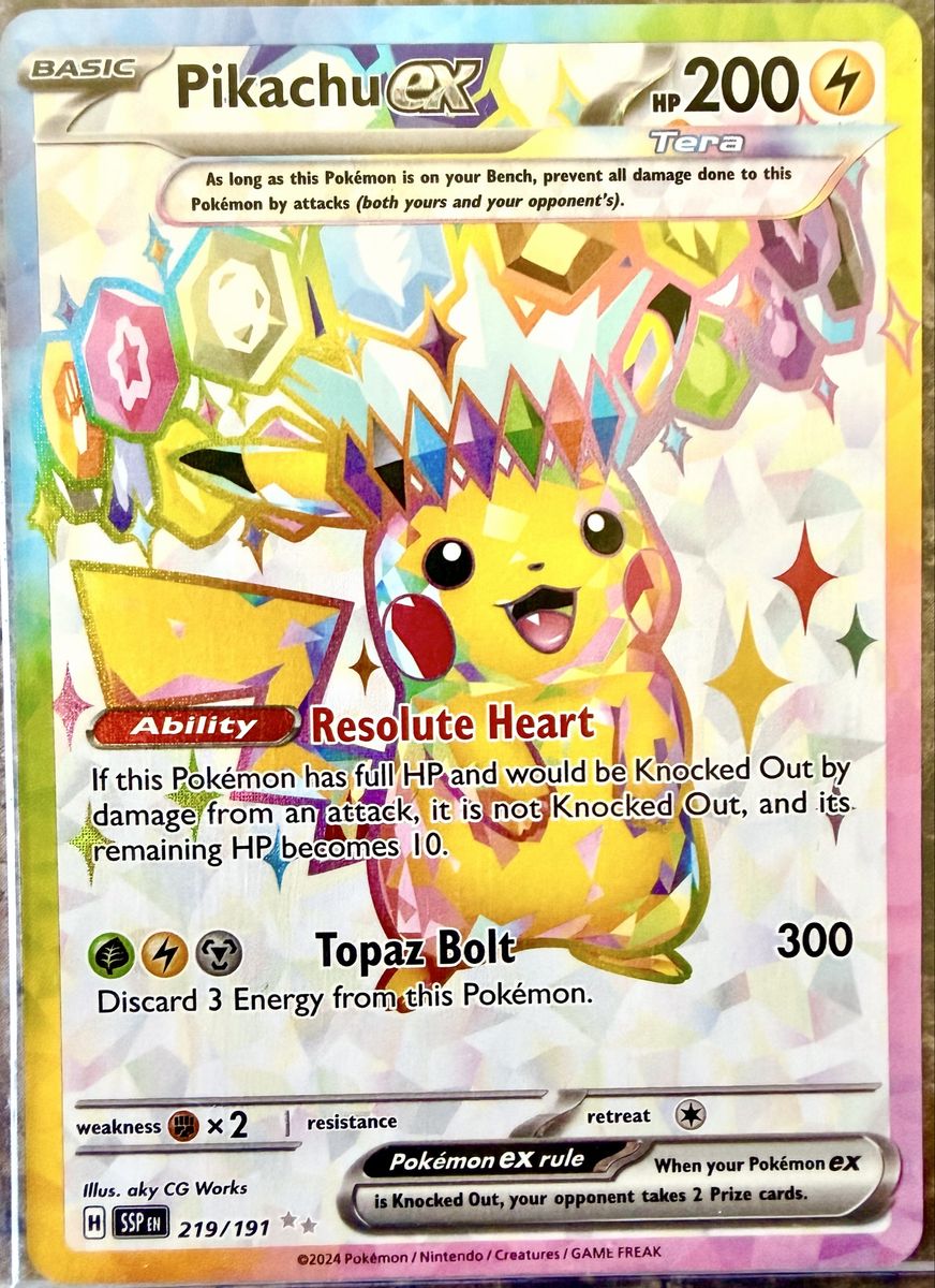 Pokemon - Pikachu ex 219/191 - Surging Sparks – Full Art Ultra Rare – Foil Card