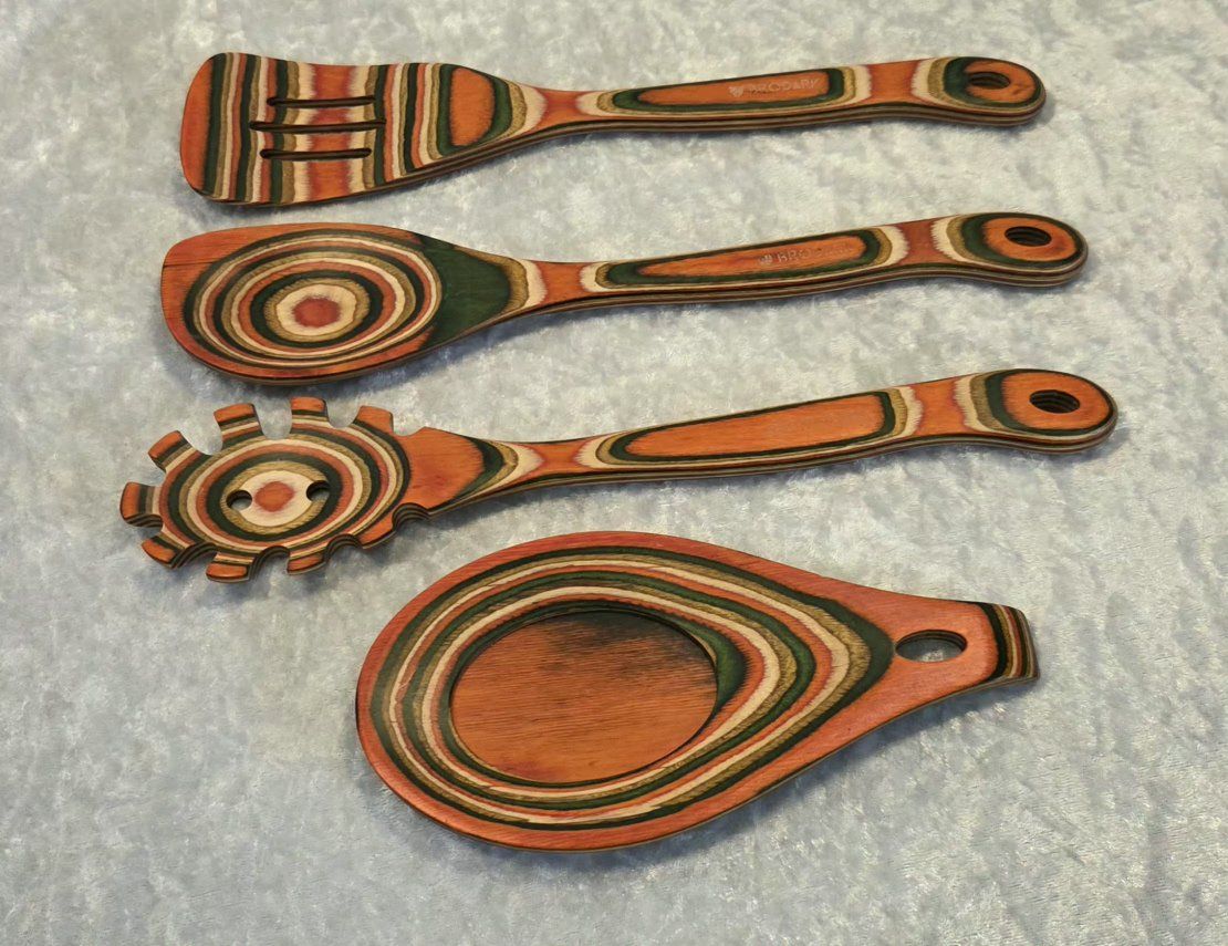 Brodark Pakkawood Cooking Utensil S⁸et with Spoon Rest 4 Piece Multicolor