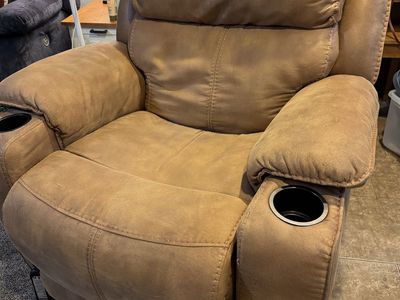Suede/leather Saddle Brown Power Recliner