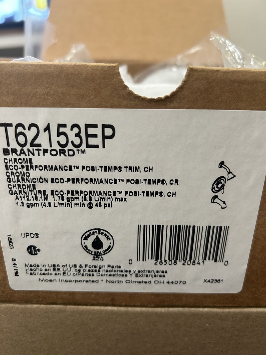 Moen Brantford T62153EP Eco-Performance Posi-Temp Trim Kit, Chrome Finish, New